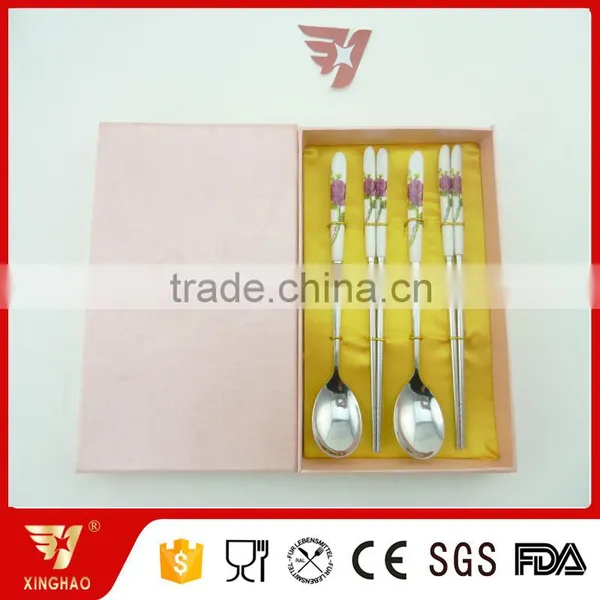 4 Pcs Dinnerware Set With Classic Chinese Flower Pattern Pocelain Handle photo-3