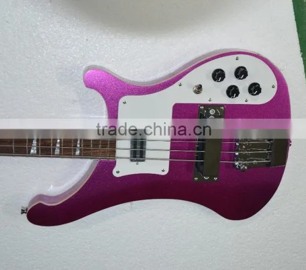 4 String Electric Bass Guitar Ricken for Backer Bass Guitar Set-in Neck Metallic Color Can Custom photo-2
