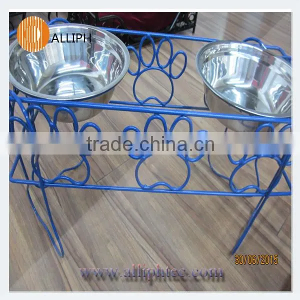 Wrought Iron Products Metal Blue Dog Feeder Pet Bowl photo-2