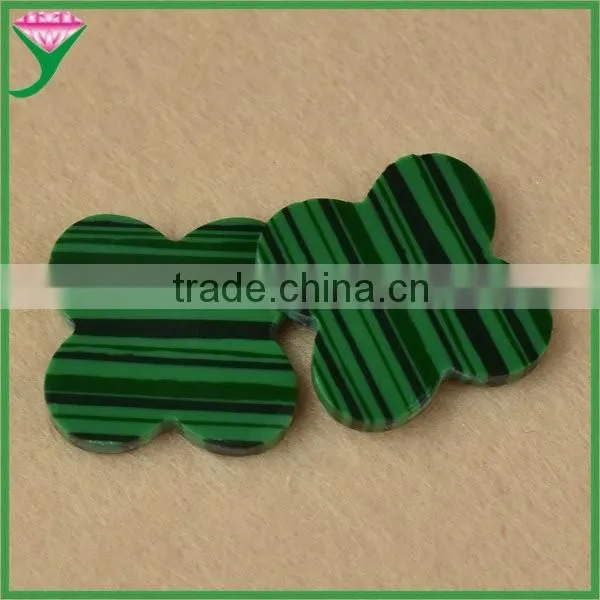 Hot Products Double Flat Polished Four Leave Clover Rough Synthetic Green Malachite Stone for Sale photo-2