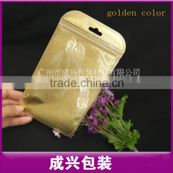 Hanging Packaging Bag/nylon Zipper Pouch/golden Silver Color Packing Sleeve for Mobile Phone Cover