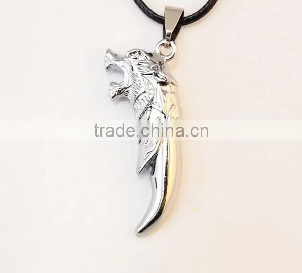 Popular Personality Stainless Steel Bronze Wolf Tooth Pendants Necklace photo-4