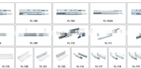 45mm Solf-closing 3-fold Ball Bearing Telescopic Drawer Slide photo-3