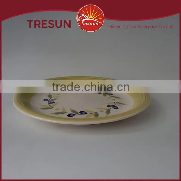 Hot Selling Red Strip Ceramic Handpainted Round Plate photo-4