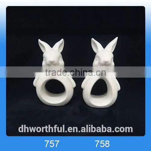 High Quality Ceramic Paper Napkin Ring With Rabbit Design photo-3