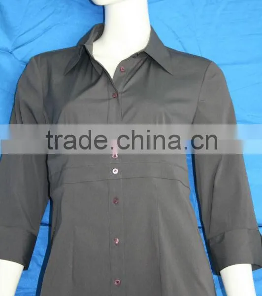 Shirt Neck Fashion Ladies Model Blouse for Uniform