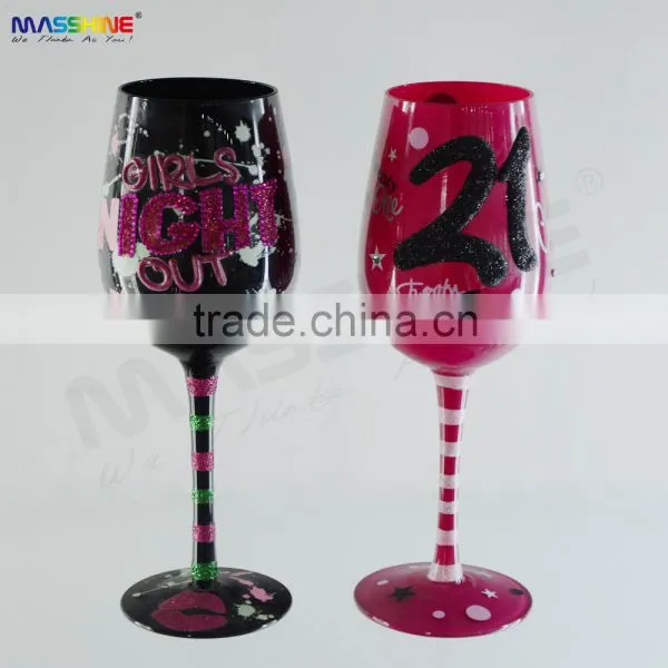 Wine Glass With Colour Decoration
