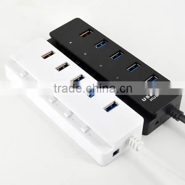 Prenium High-speed 5 Port Usb 3.0 Hub With Individual On/off Switches , 4 Port Usb 3.0 Hub +1 Quick Charging Port photo-2