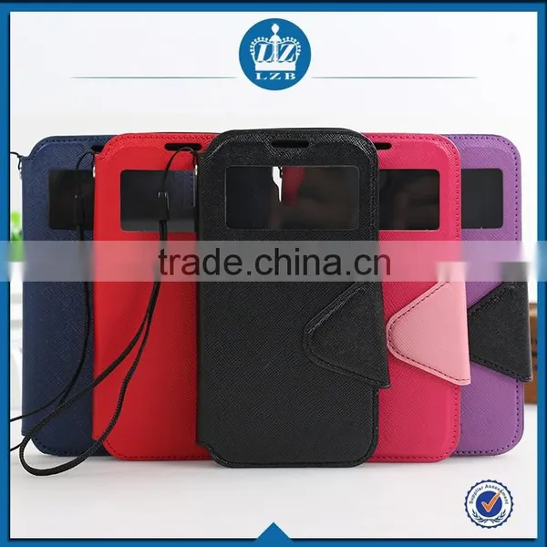LZB Fashion Color Contrast Series View Windows PU Leather Case Flip Cover for Iphone 4 photo-6