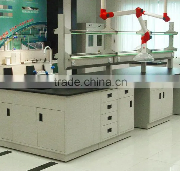 Food Industrial Laboratory Furniture Lab Table Design Lab Work Center Table Reagent Shelf And Ceiling-Mounted Exhaust Hood