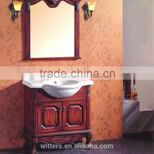 Wholesale Beige Yellow Floor Stand Hotel Bathroom Cabinet WTS839 photo-3