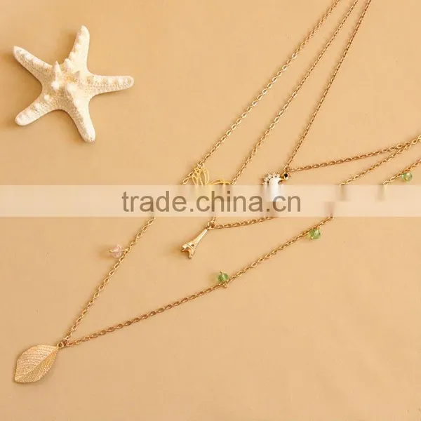 MYLOVE Fashion Gold Plated Necklace Cute Butterfly Leaf Pendant Long Polo Chain Sweater Necklace HOT MLSC-17 photo-6