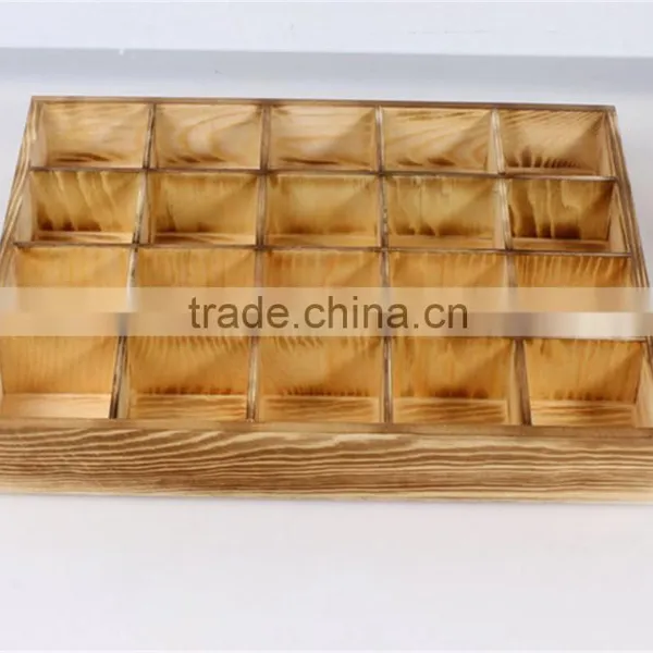 Burning Color Compartment Tray,wooden Rustic Tray,supermarket Wooden Tray photo-3
