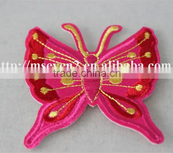 Fancy Design 7*8cm Cotton Embrodidery Trim Patch in Pink Butterfly Design for Garment photo-3