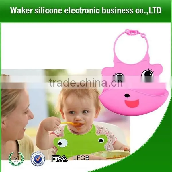 2017 Latest Hot Sale Baby Product Waterproof Soft Touch Non-toxic for Baby Crumb Catcher Silicone Kids Bids With Pocket photo-6