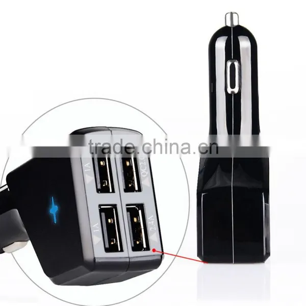 NEW 4 USB Quick Charge 2.0 Car Charger Travel Charger, Intelligent Car Charging, BLACK
