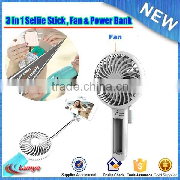 3 in 1 Handheld Fan Mini Monopod Selfie Stick With Fan and Power Bank photo-6
