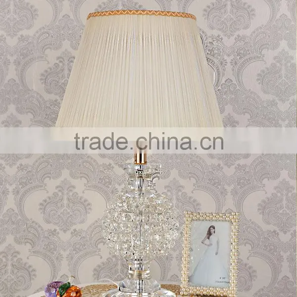 Modern Home Lamp Crsytal Ball Design Clear K9 Crystal Table Lamp With White Color Lampshade photo-2