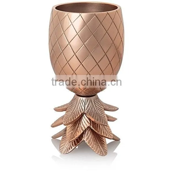 Rose Gold Copper Drinking Cocktail Pineapple Mug, Pineapple Mug Silver Shiny Color, Gold Brass Pineapple 2pc Mug photo-5