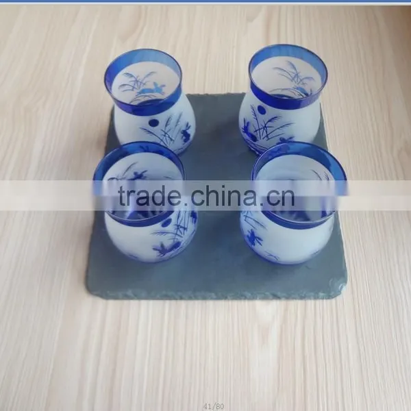 Black Slate Coaster With Hand Cut Rabbit Glass Tumbler photo-5