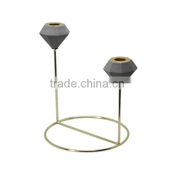 Cement Candle Holder With Metal Gold,copper,sliver Holder photo-5
