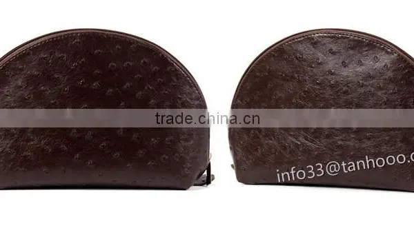 Women's Cosmetic Bag Colorfull Fashion Ostrich Grain Leather Make-up Bag Manufacturer photo-6