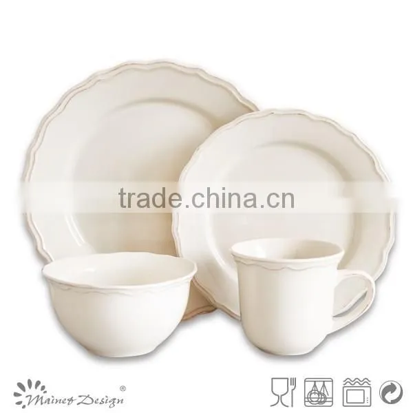 Retro White Color Emboss Ceramic Dinner Set photo-3