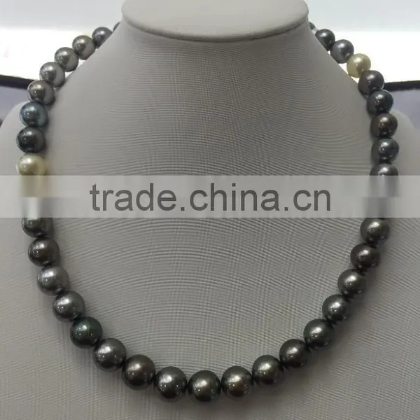 AA 10-11mm Colorful South Sea Pearl With 14K Gold Clasp Necklace photo-2