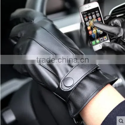 Hot Selling Men's PU Waterproof Leather Gloves photo-3