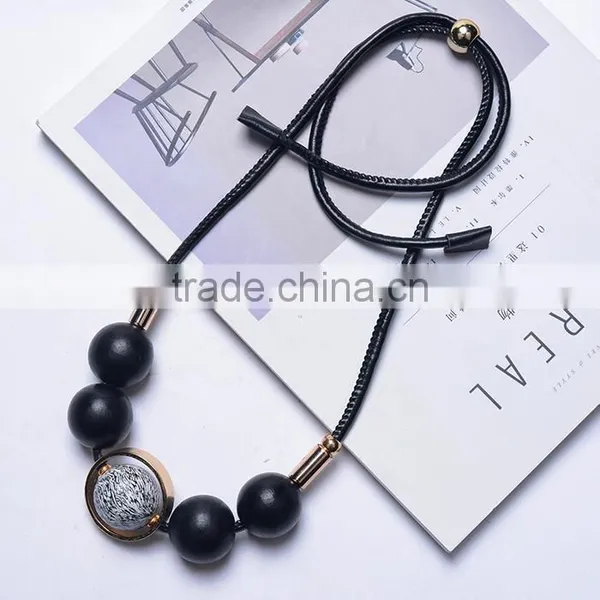 Chunky Rubber Beads Leather Necklace Choker Leather Necklace Geometric Necklace photo-5