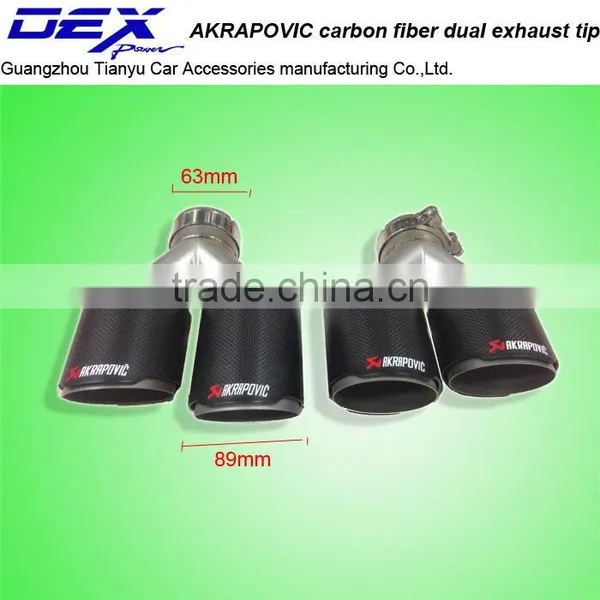 Car Exhaust Manufacturer DEX Akrapovic Carbon Fiber Dual Exhuast Tip for Car