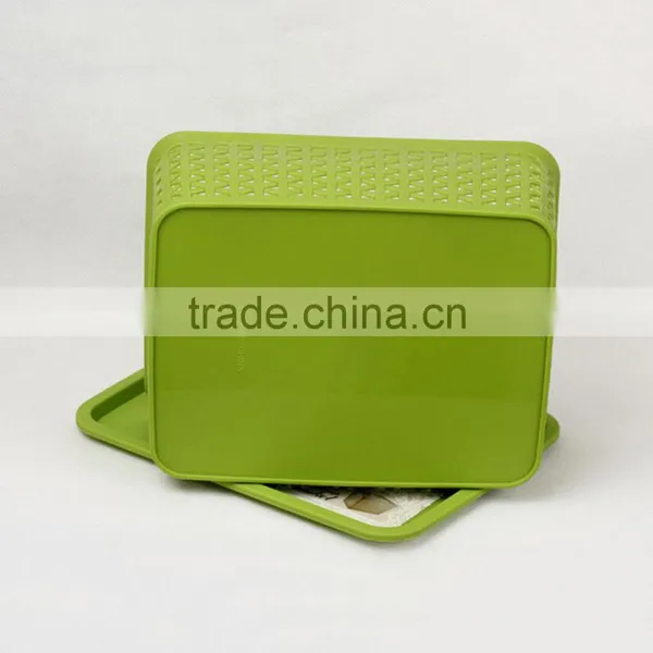 Rattan Laundry Plastic Basket Sundries Storage With Lid & Handle photo-2