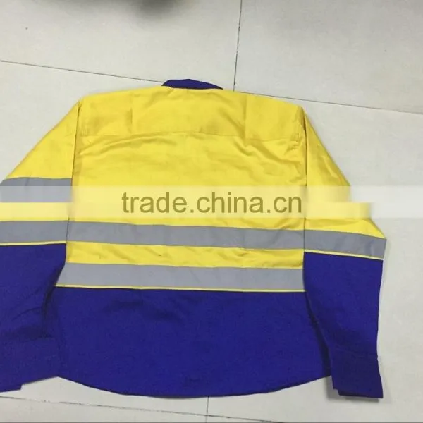 Polycotton His Vis Working Uniform Jacket Pants Reflective Safety Coverall Workwear photo-6