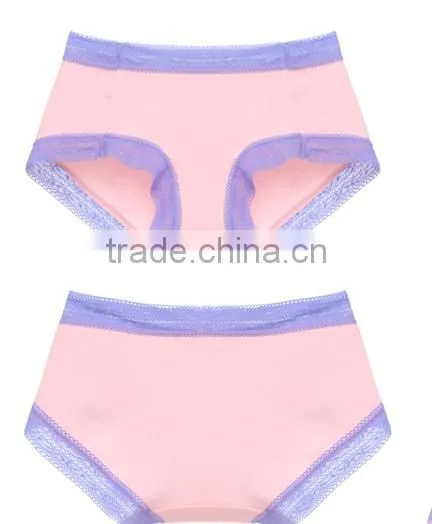 Lady Lace Edged Cotton Underwear Candy Color Fashion Design Woman Panty photo-3