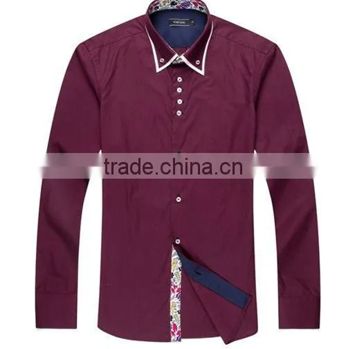 Mens Italian Slim Fit Shirt Contrast Collar Fashion Dress Shirts photo-5