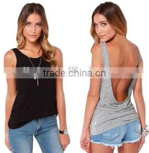 Fashion Women Summer Backless Vest Blouse Casual Sleeveless Tank Top T-Shirt photo-4