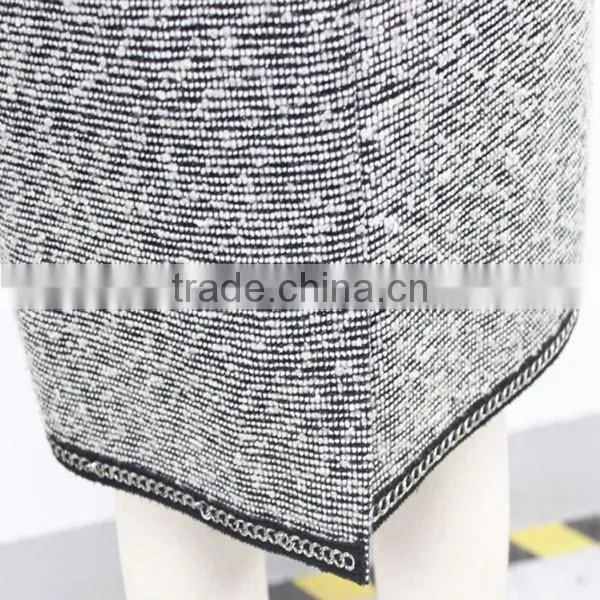 Wholesale Winter Office Wear Elegant Mature Tight Ladies Classic Tweed Pencil Skirt photo-4