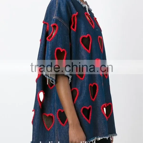 100% Cotton Lady Denim Fashionable T-shirt Cutting Patterns photo-2