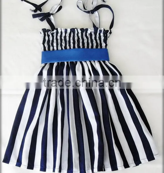 Manufacturer Baby Stripe Frock Bowknot Children's Frilly Elegant Dresses photo-5