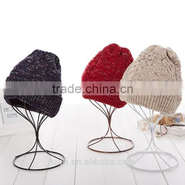 TOP Selling Solid Color Wool Gorro Fashion Winter Warm Women Knitted Beanie Female Thicken Casual Knitted Hat photo-2
