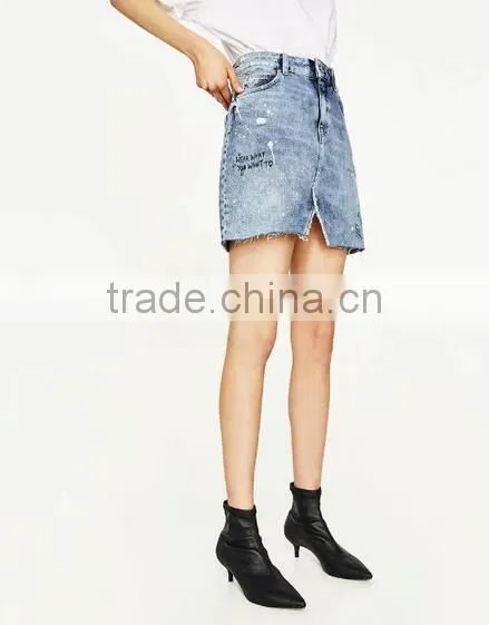 Runwaylover 5161 Sexy Europea Hot Sale New Printed Sexy Denim Skirt photo-3