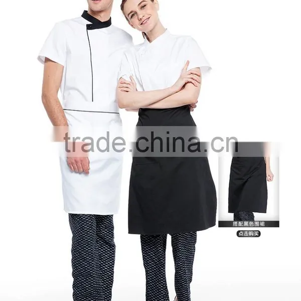 Juqian Traditional Fit White Short Sleeve Chef Coat Uniform/Knotted Cloth Buttons 100% Cotton Cook Uniform photo-4