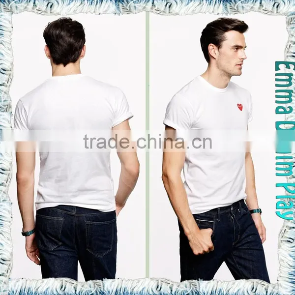 Soild White Heart Embroidery 0-Neck T Shirts for Man photo-3