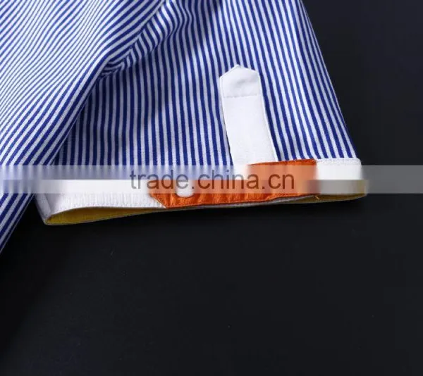 Latest Button Downs Stripe Short Sleeves Summer Cotton Men Shirts photo-3