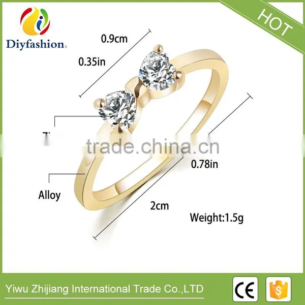 Wholesale Hot Gold Bowknot Ring Wedding Zircon Rings Women Jewelry photo-6