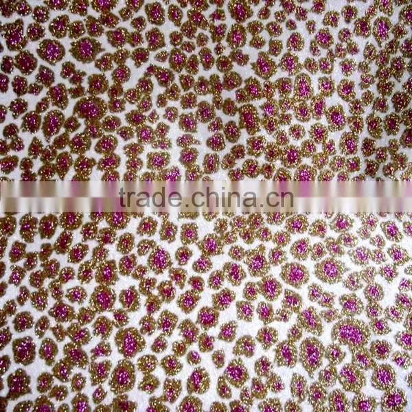 Free Sample Available Fluorescence Color Leopard Grain Glitter Fabric photo-3