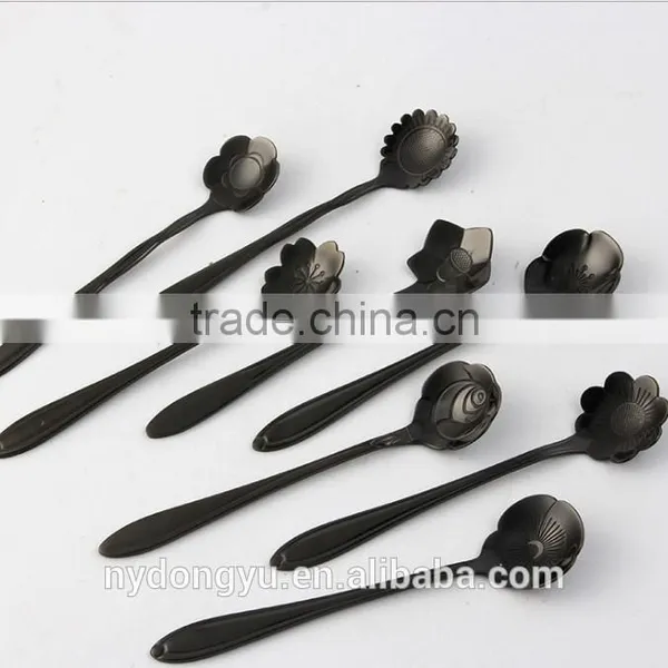 High Quality Stainless Steel Coffee Spoon /llg Gold Plate Cherry Flower Stainless Steel Tea Spoon /fancy Dinnerware Tableware photo-3