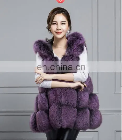 Russian Style Fox Fur Vest With Hat Real Fox Fur Gilet For Women photo-2