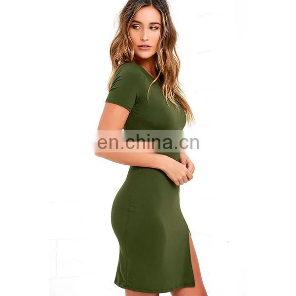 Hot!Sexy Women Wear Side Slit Design Summer Fashion Bodycon Dress photo-2
