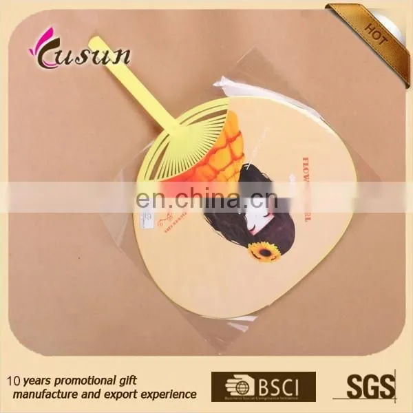New Design Customized Best Sell Custom Plastic Handle Paper Fan photo-2
